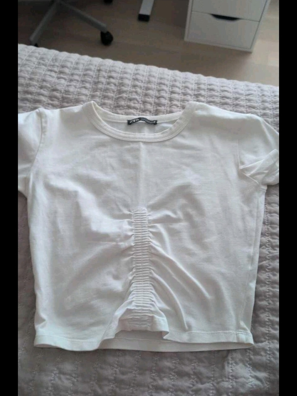 White  Ruched Front Tee